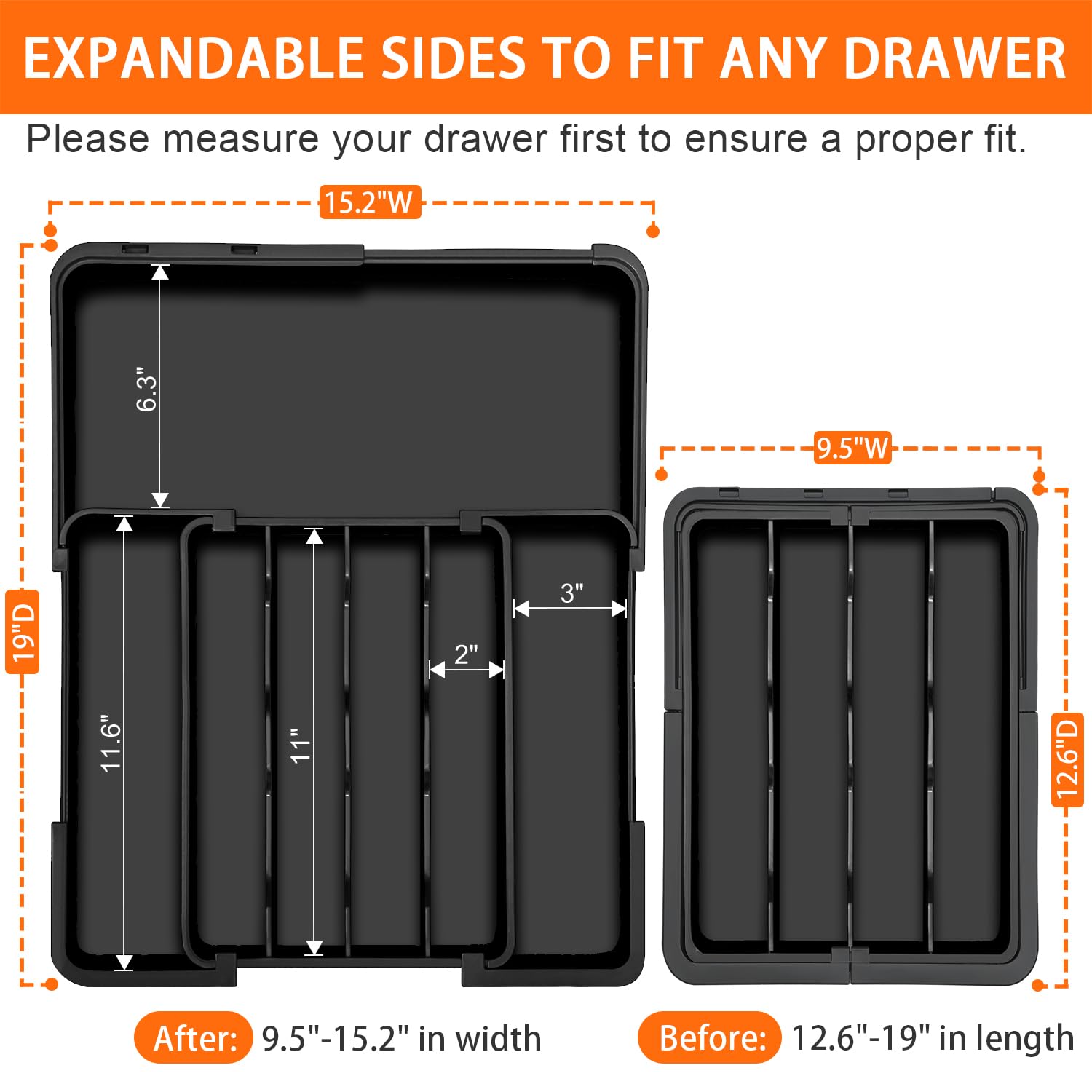Spaclear left adjustable compartment expands to fit larger tools.