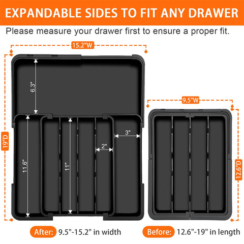 Spaclear left adjustable compartment expands to fit larger tools.
