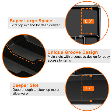 Spaclear top adjustable compartment stores ladles and whisks efficiently.