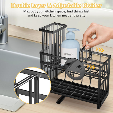 Spaclear space-saving design with dividers for brushes and bottles.