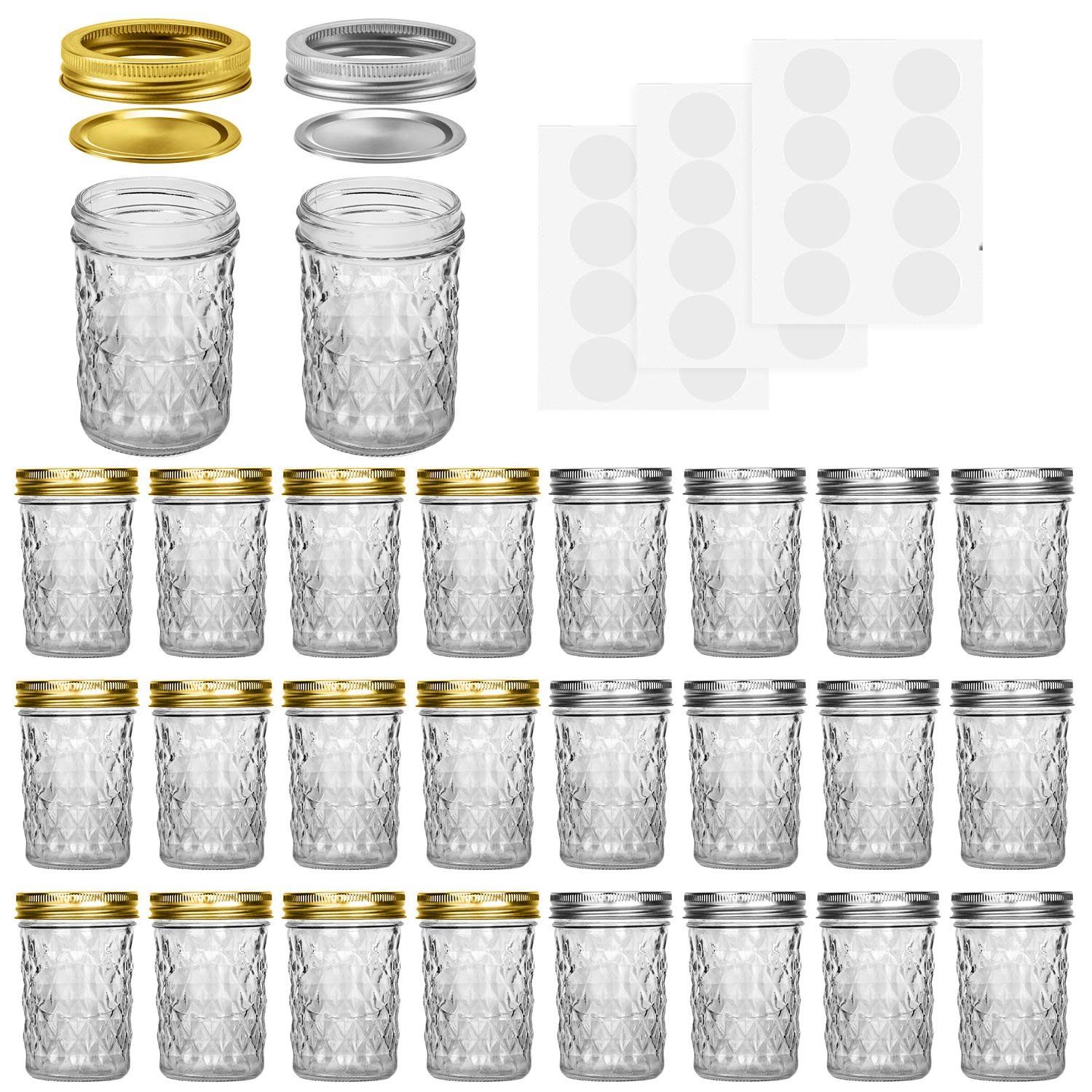 SPANLA Mason jar 8oz clear; perfect for preserves, jams, and gifts