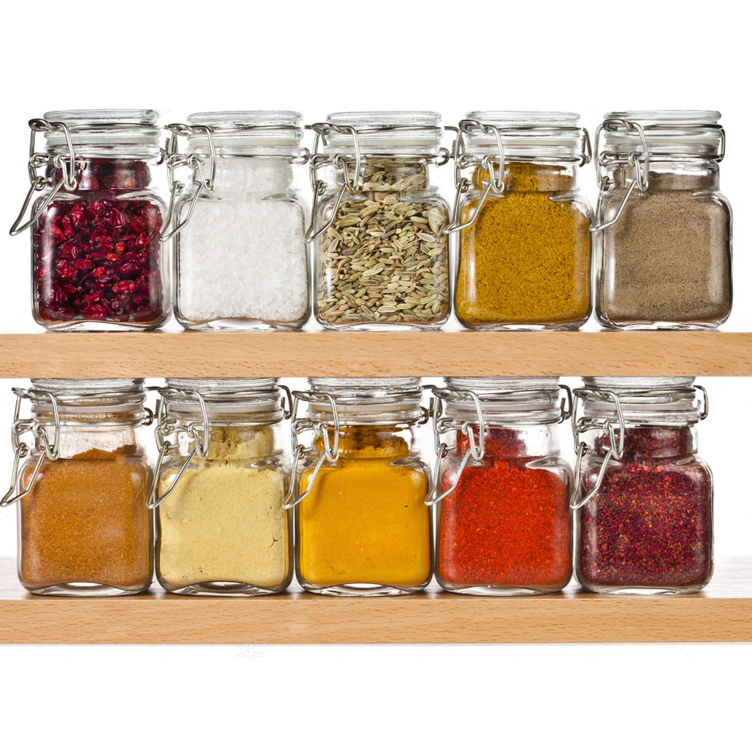 SPANLA Jars arranged on a kitchen shelf for easy access and tidiness.