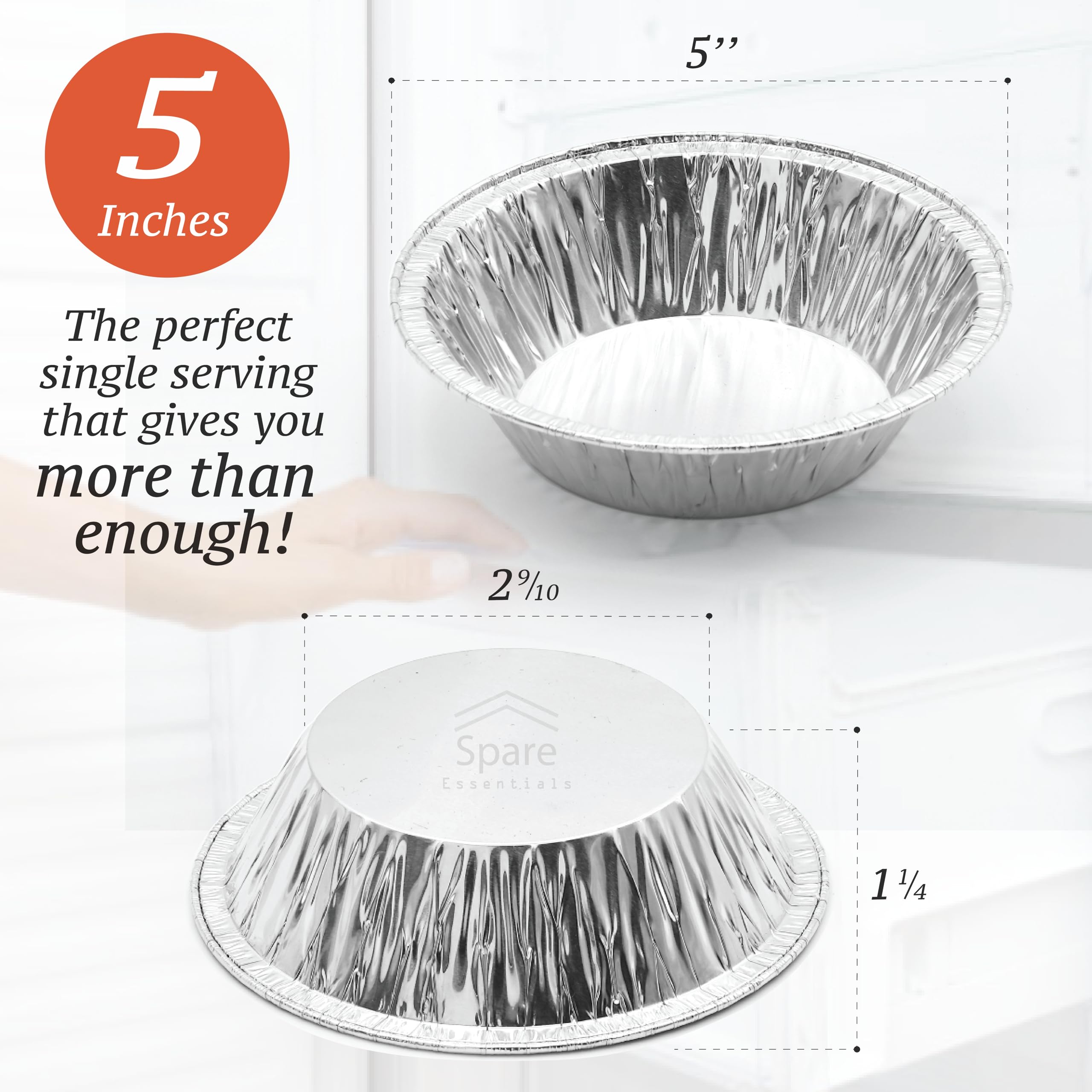 Spare Essentials disposable mini-pie-pan ideal for takeout portions.