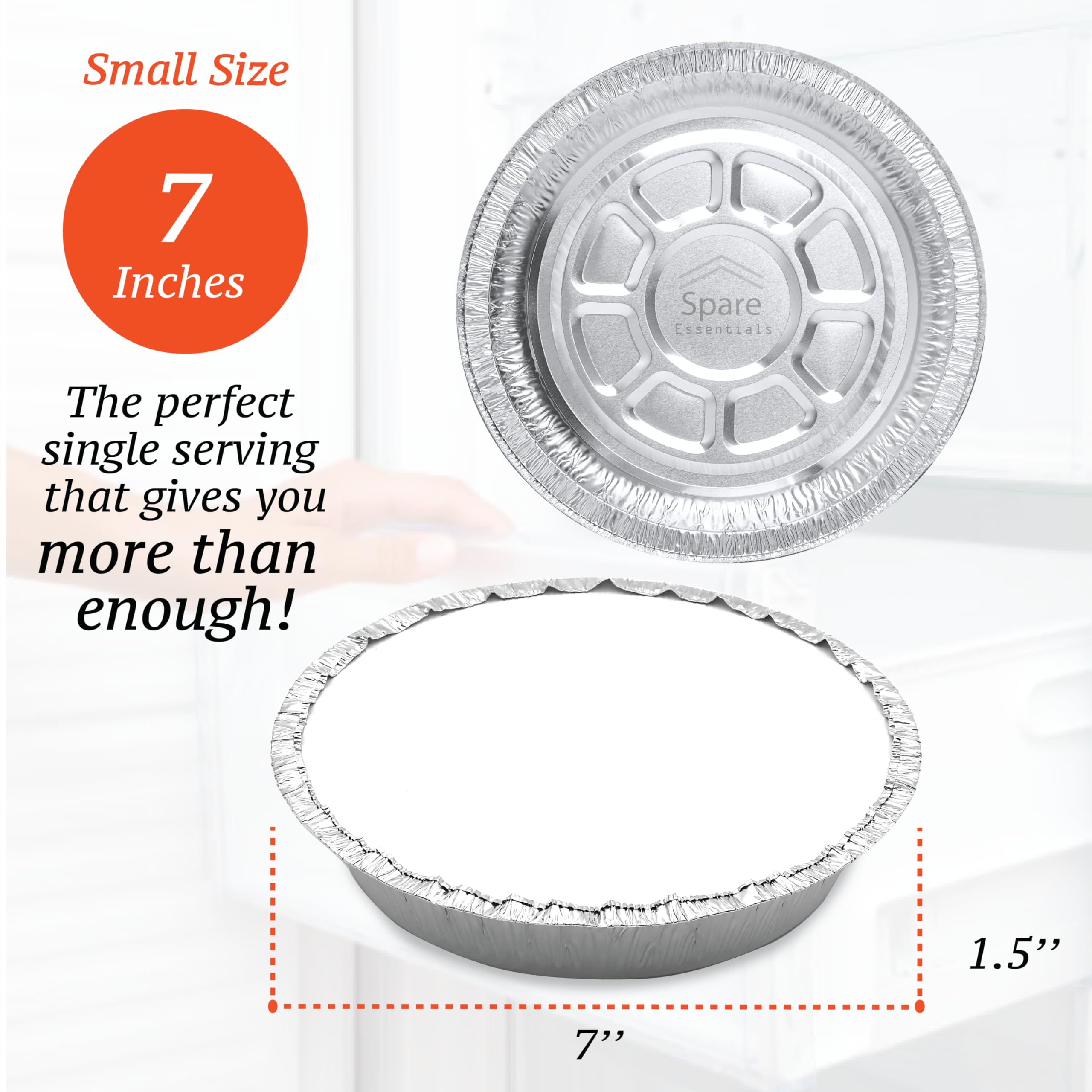 Spare Essentials round foil pans with lids, stackable design for easy prep