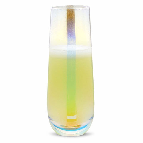 Sparkle and Bash Christmas toast flute shines with iridescent shimmer.