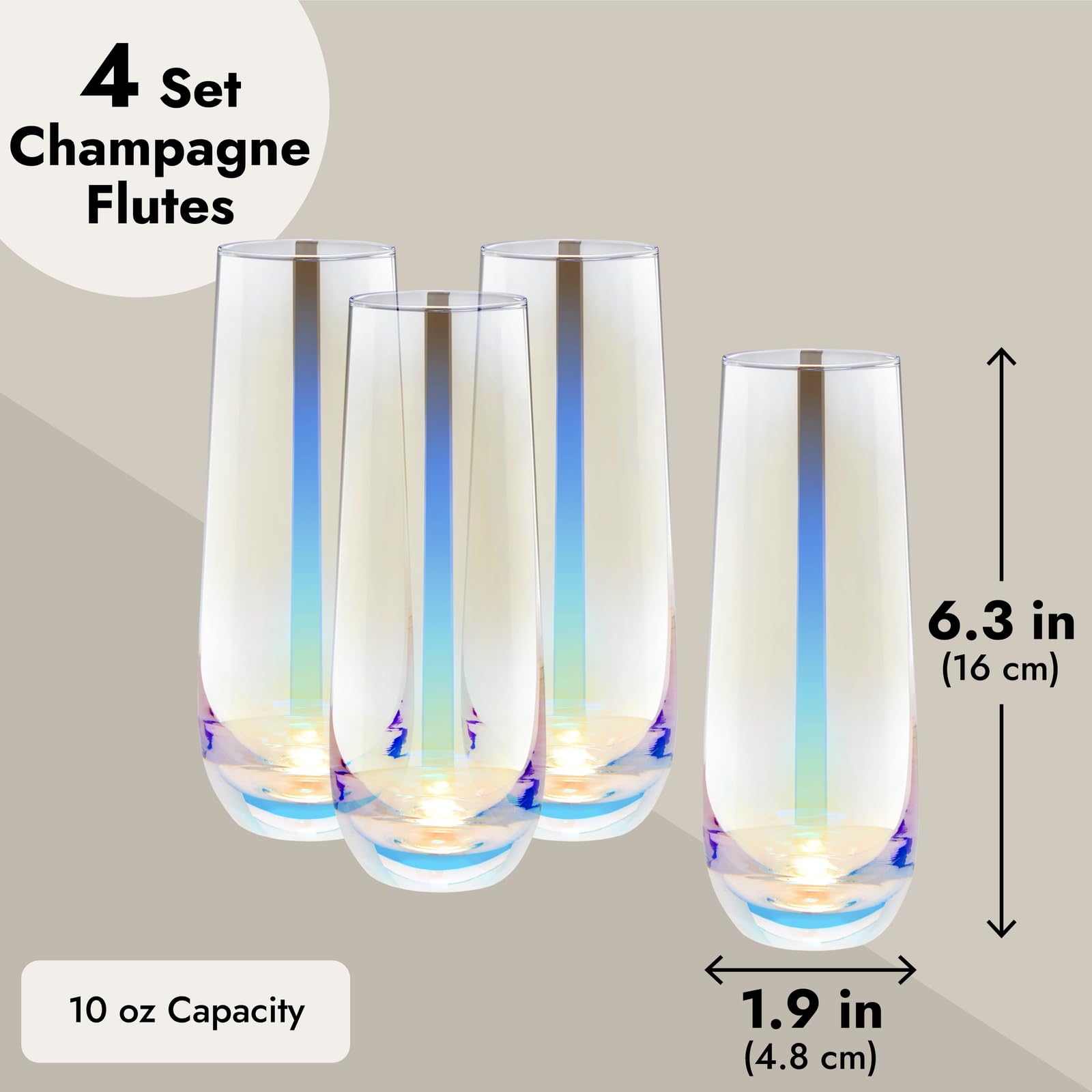 Sparkle and Bash stemless champagne flute on a stylish dining table display.