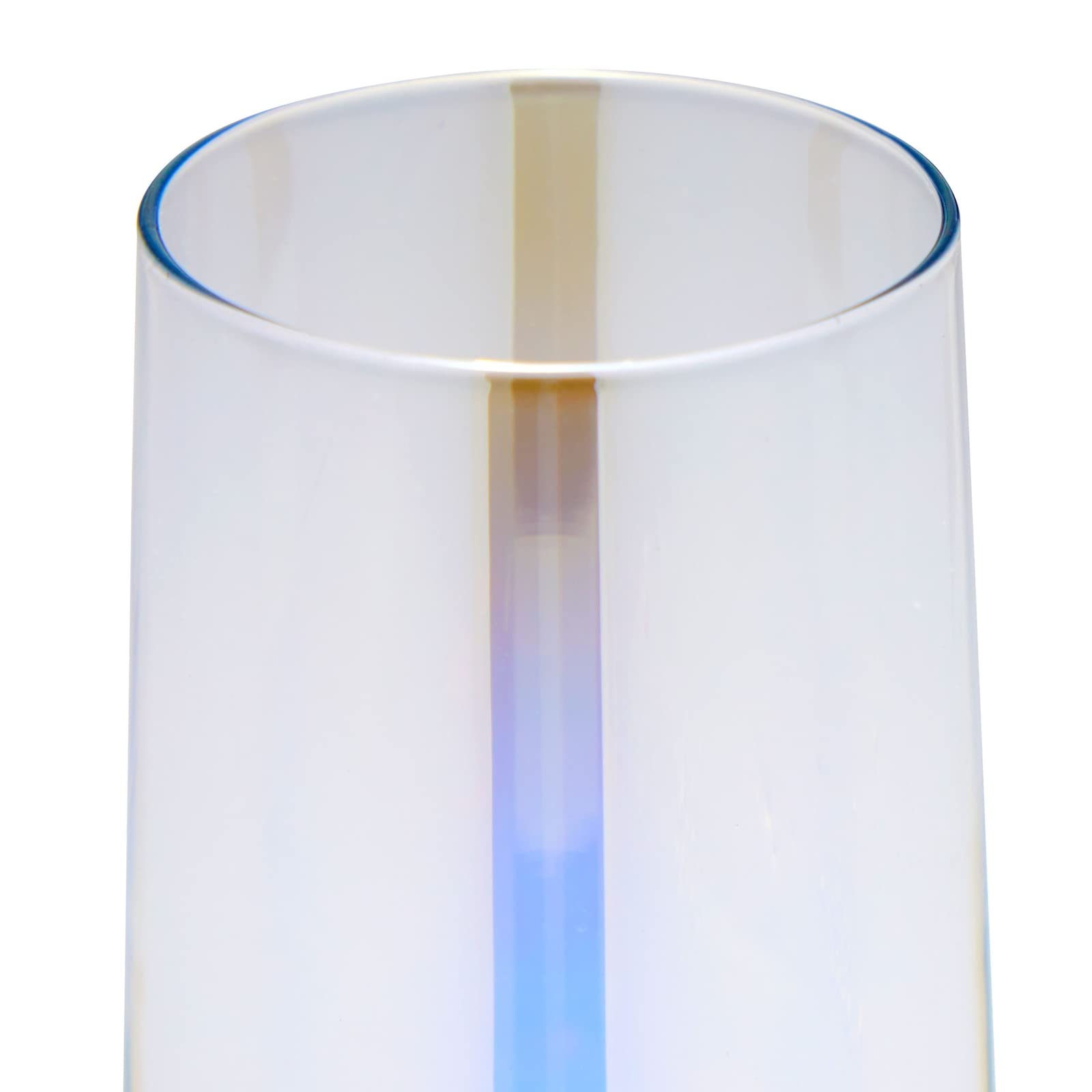 Sparkle and Bash wedding set iridescent flutes complement upscale reception decor.