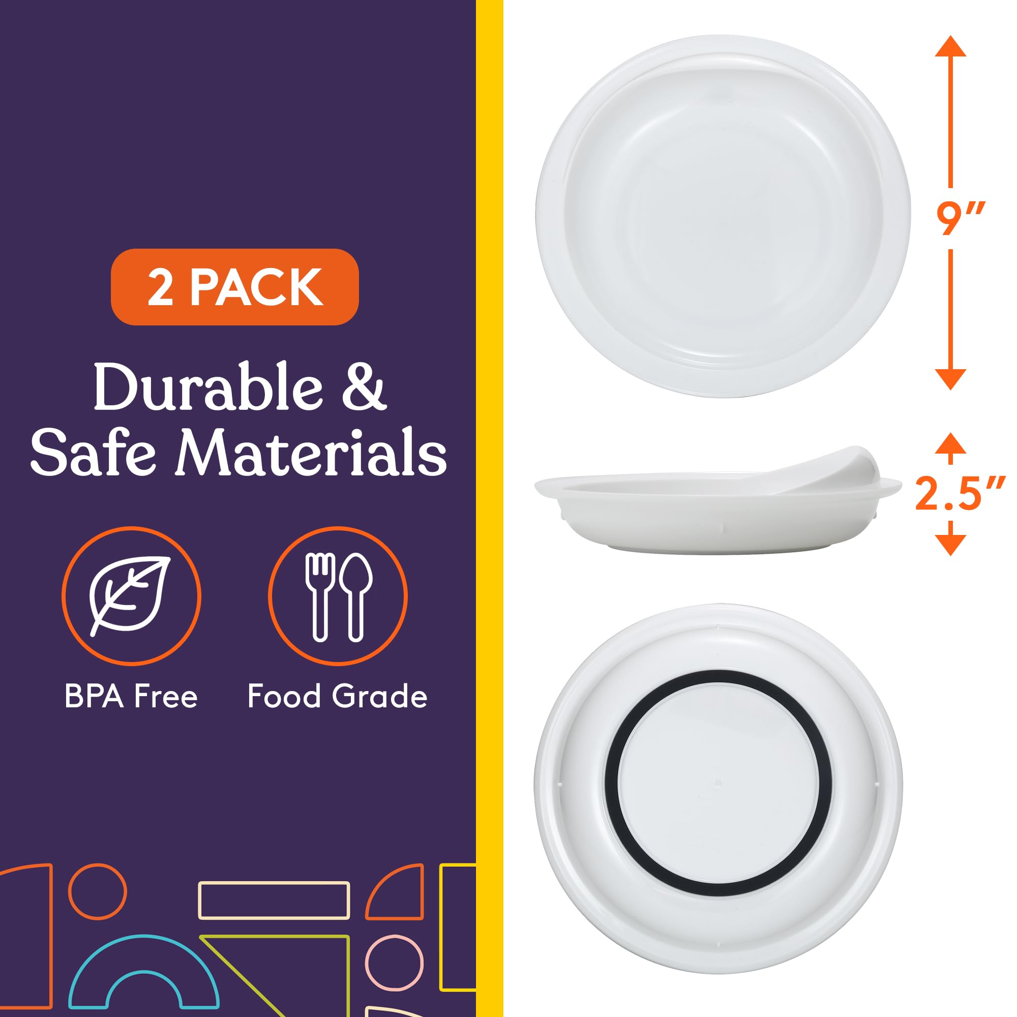 Special Supplies BPA-free plate, microwave and dishwasher-safe for everyday use.