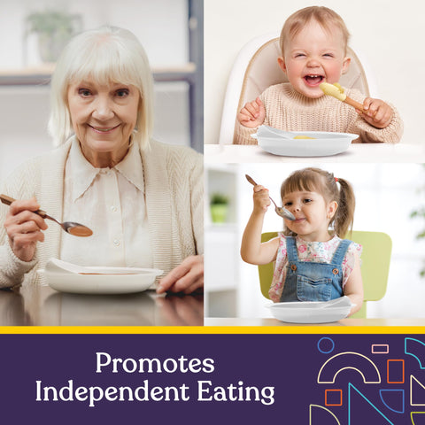 Special Supplies easy scoop plate with high rim, supports self-feeding at home.