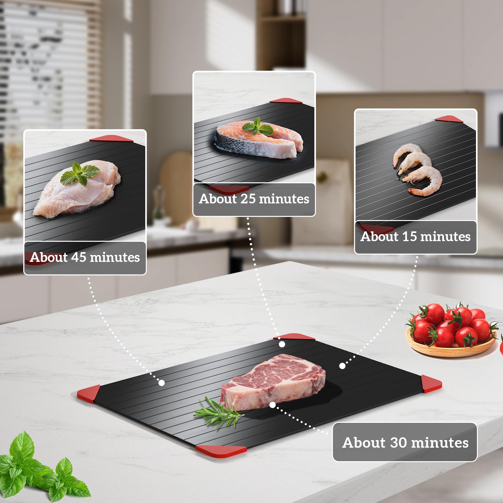 Spectabilis defrosting tray shows 3mm thick, sturdy surface