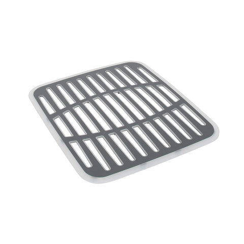 Spectrum Cora sink mat in dual-sink setup with raised feet promoting quick water drainage