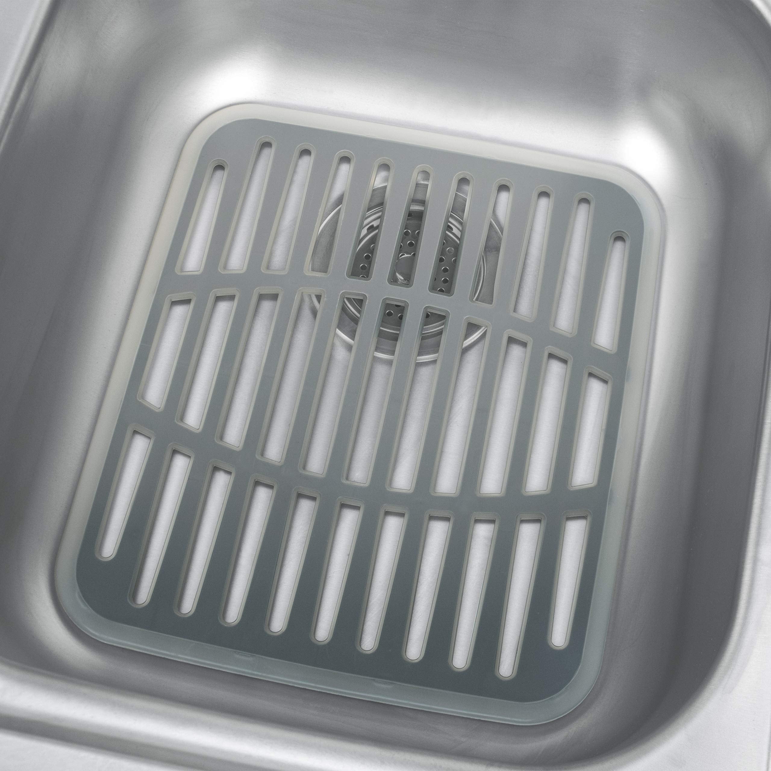 Spectrum Cora sink mat made of durable plastic and soft rubber protects countertops
