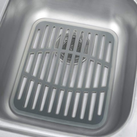 Spectrum Cora sink mat made of durable plastic and soft rubber protects countertops