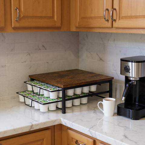Speday 2-Tier coffee pod drawer capacity of 60 pods for clutter-free counters.