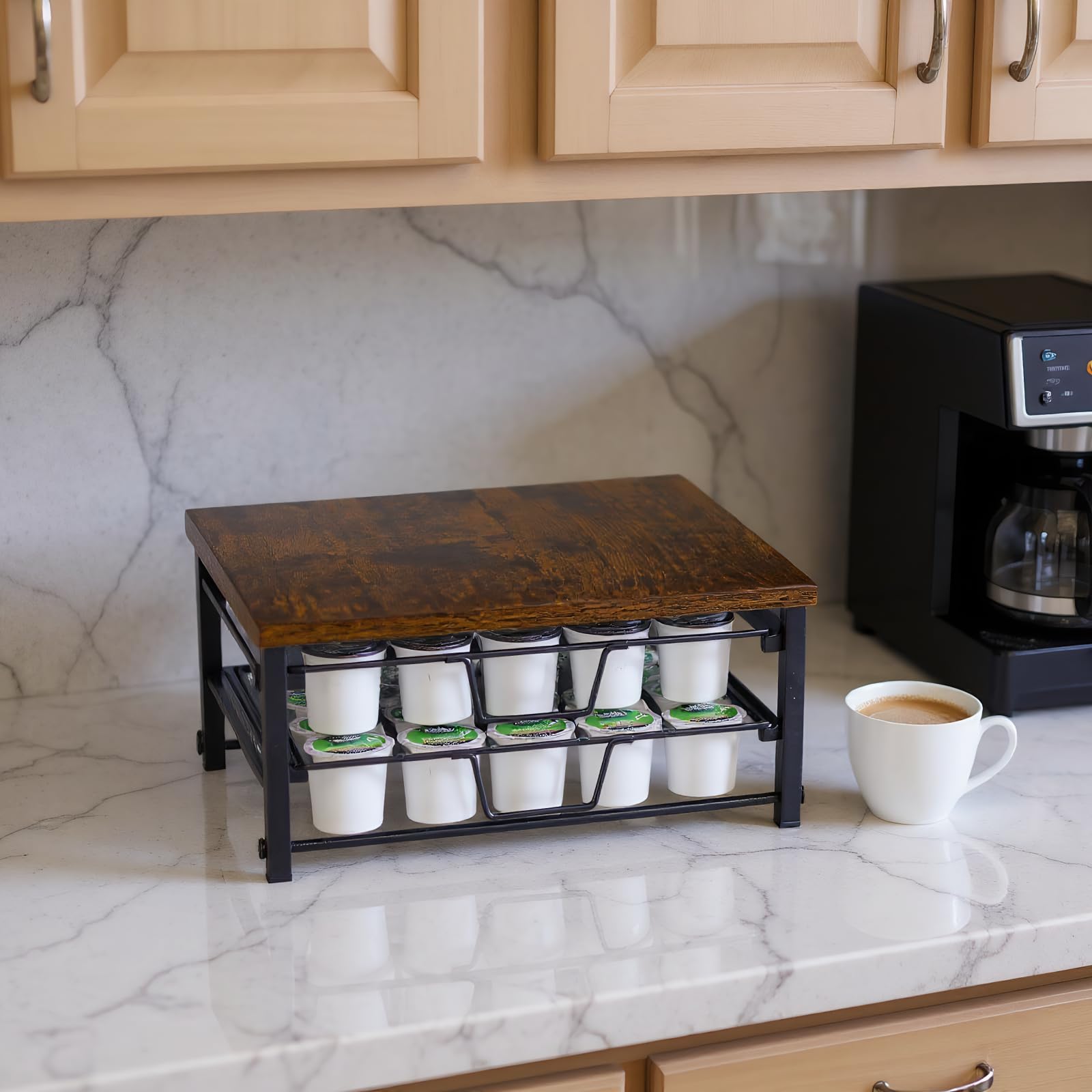 Speday 2-Tier coffee pod drawer in kitchen setting showcases stylish practicality.