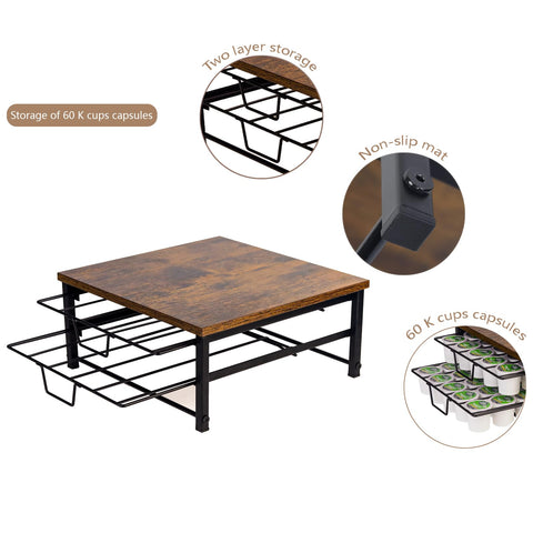 Speday 2-Tier coffee pod drawer wooden surface closeup shows scratch-resistant finish.