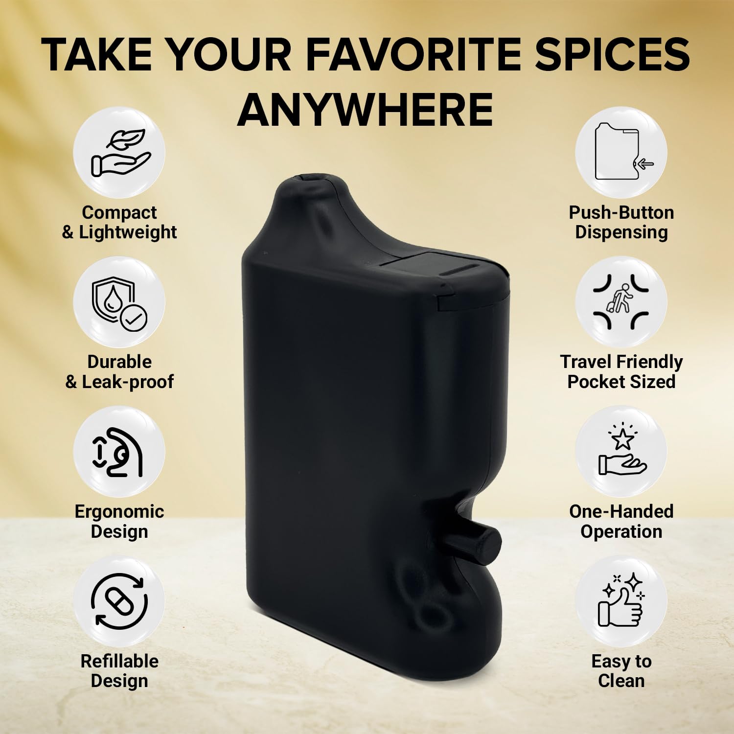 Speed Bump salt and pepper shaker with lid for mess-free use