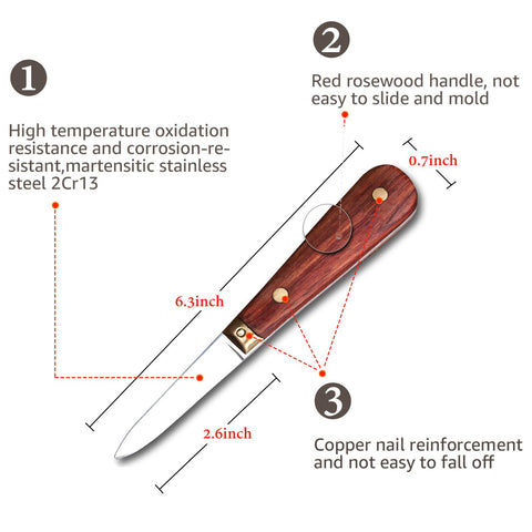 SPEENSUN oyster knife rosewood handle provides comfortable, secure grip.