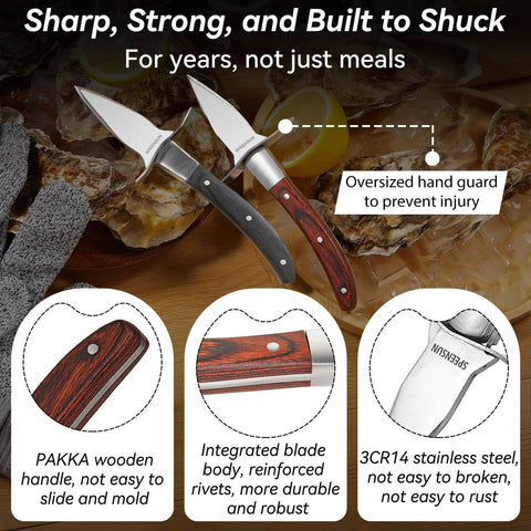 SPEENSUN oyster shucking knife shows sturdy blade for reliable oyster prep