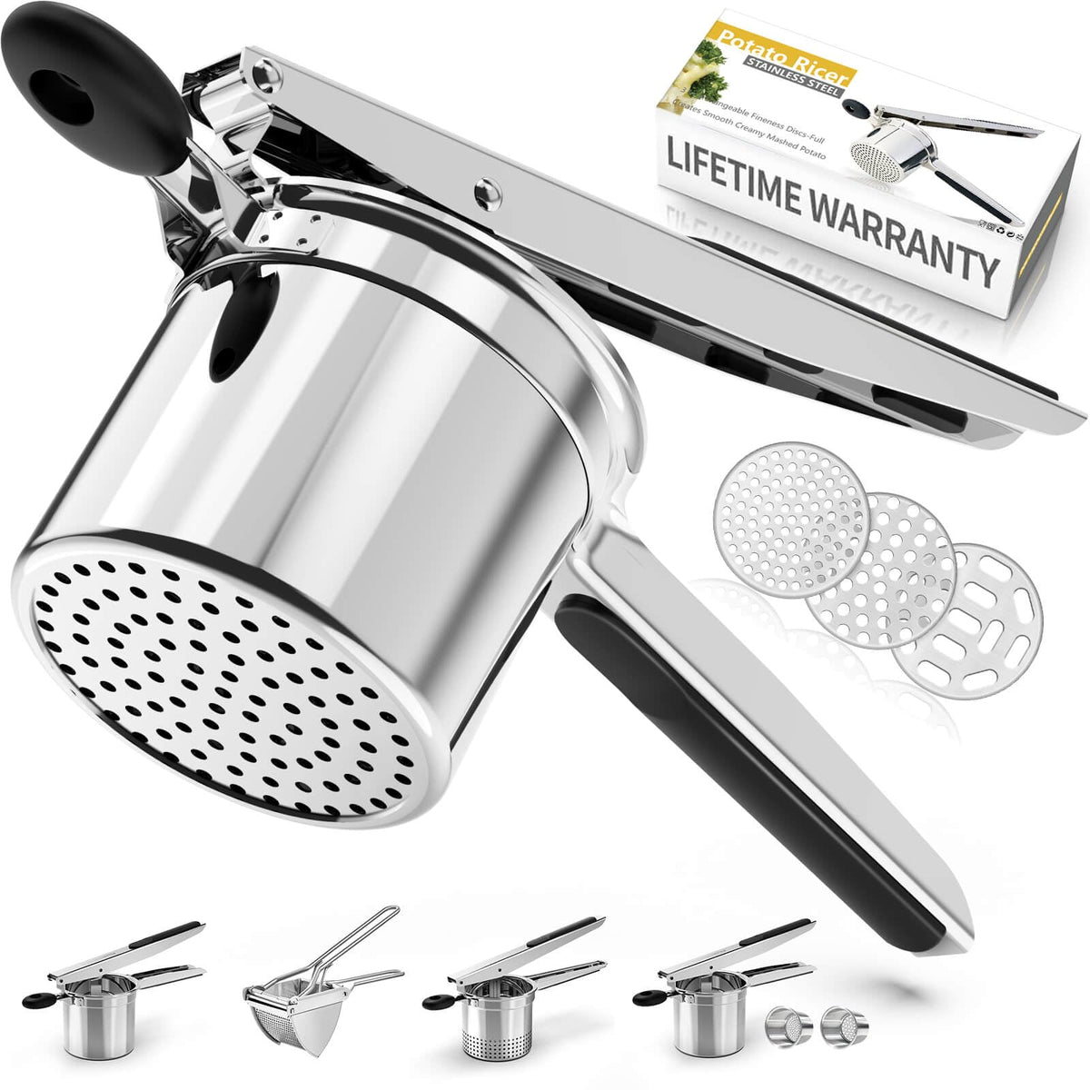 Speensun potato ricer with three discs for versatile mash textures