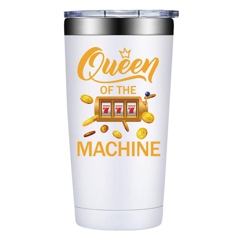 SpenMeta Queen of Machine tumbler with bold casino design for everyday sipping.