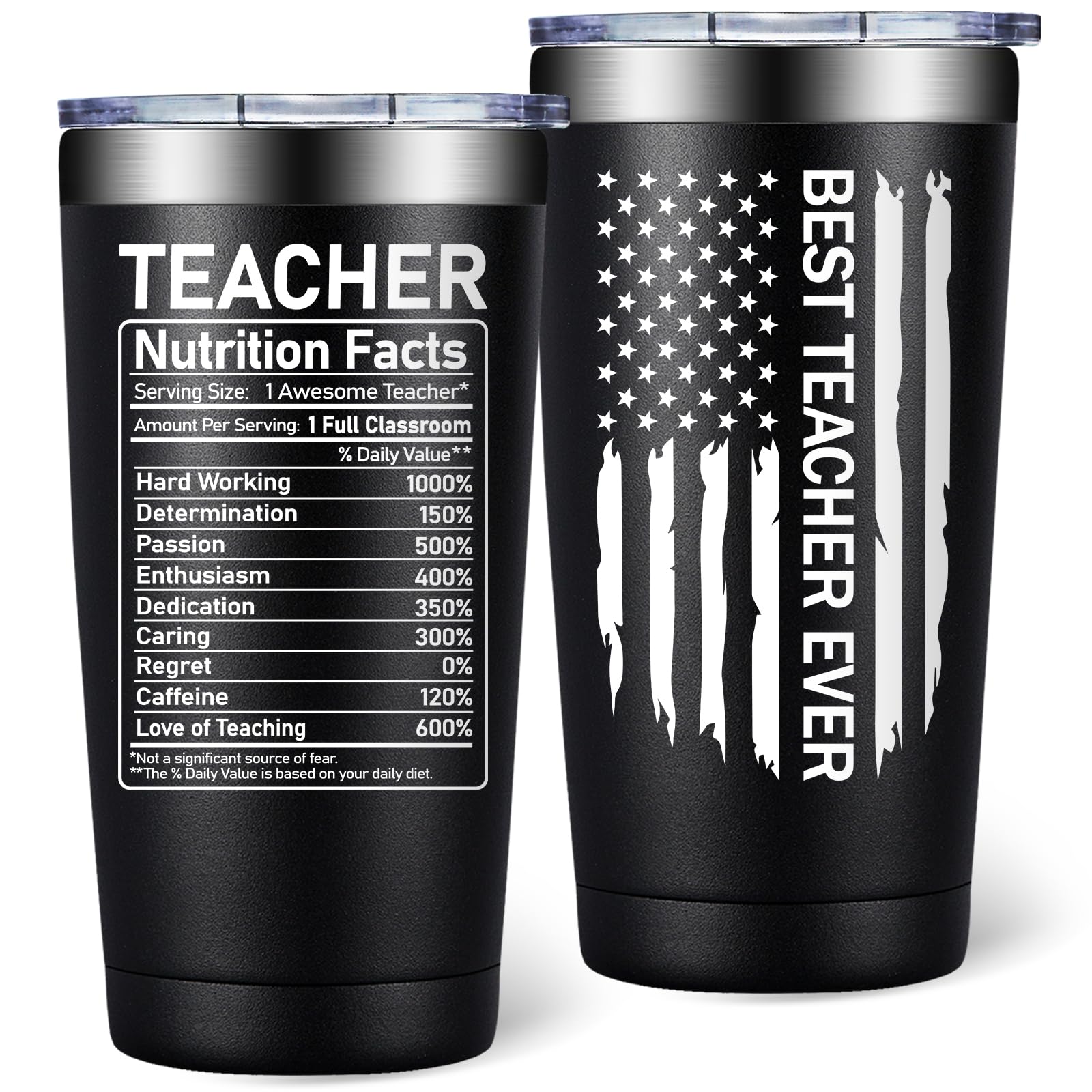 SpenMeta 20oz tumbler front view with BEST TEACHER EVER message for gifting.