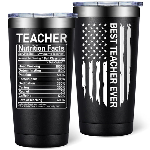 SpenMeta 20oz tumbler front view with BEST TEACHER EVER message for gifting.