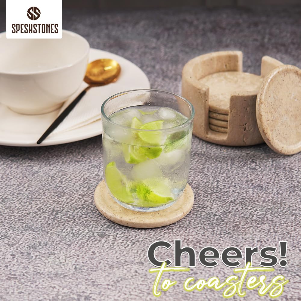 SPESHSTONES six-piece coaster set ideal as a thoughtful gift.