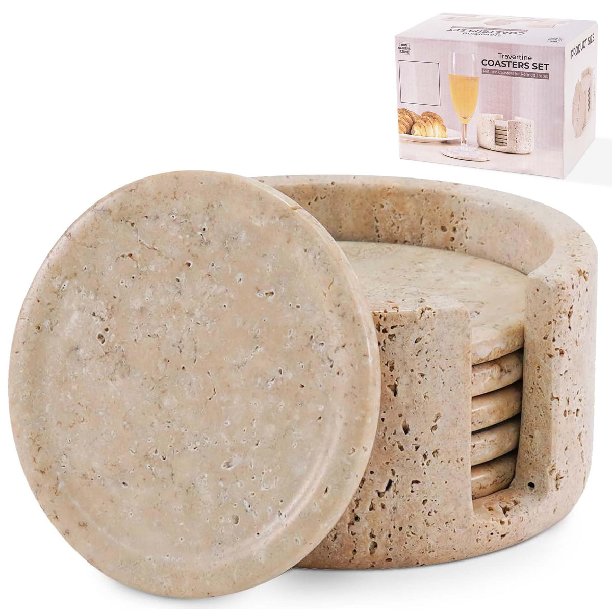 SPESHSTONES marble coaster with holder protects surfaces during drinks.
