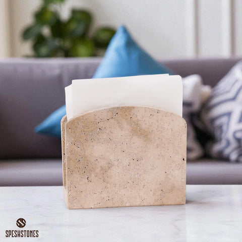 SPESHSTONES marble napkin holder keeps napkins neatly organized on the counter