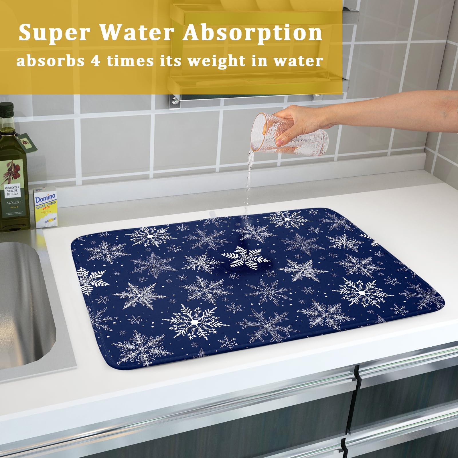 Sphragiyn 18x24 large mat fits under dish racks on counters.