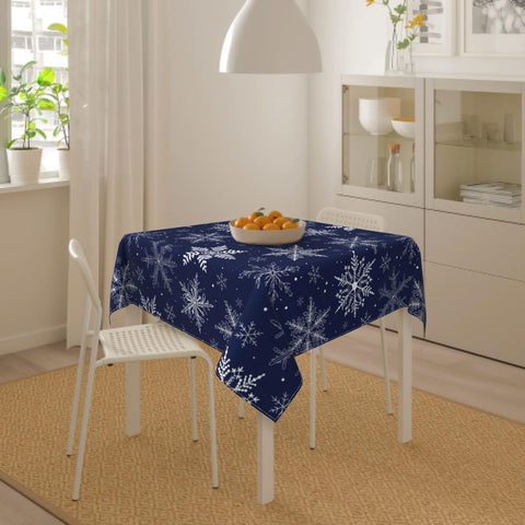 Sphragiyn tablecloth suitable for indoor and outdoor use on various tables.