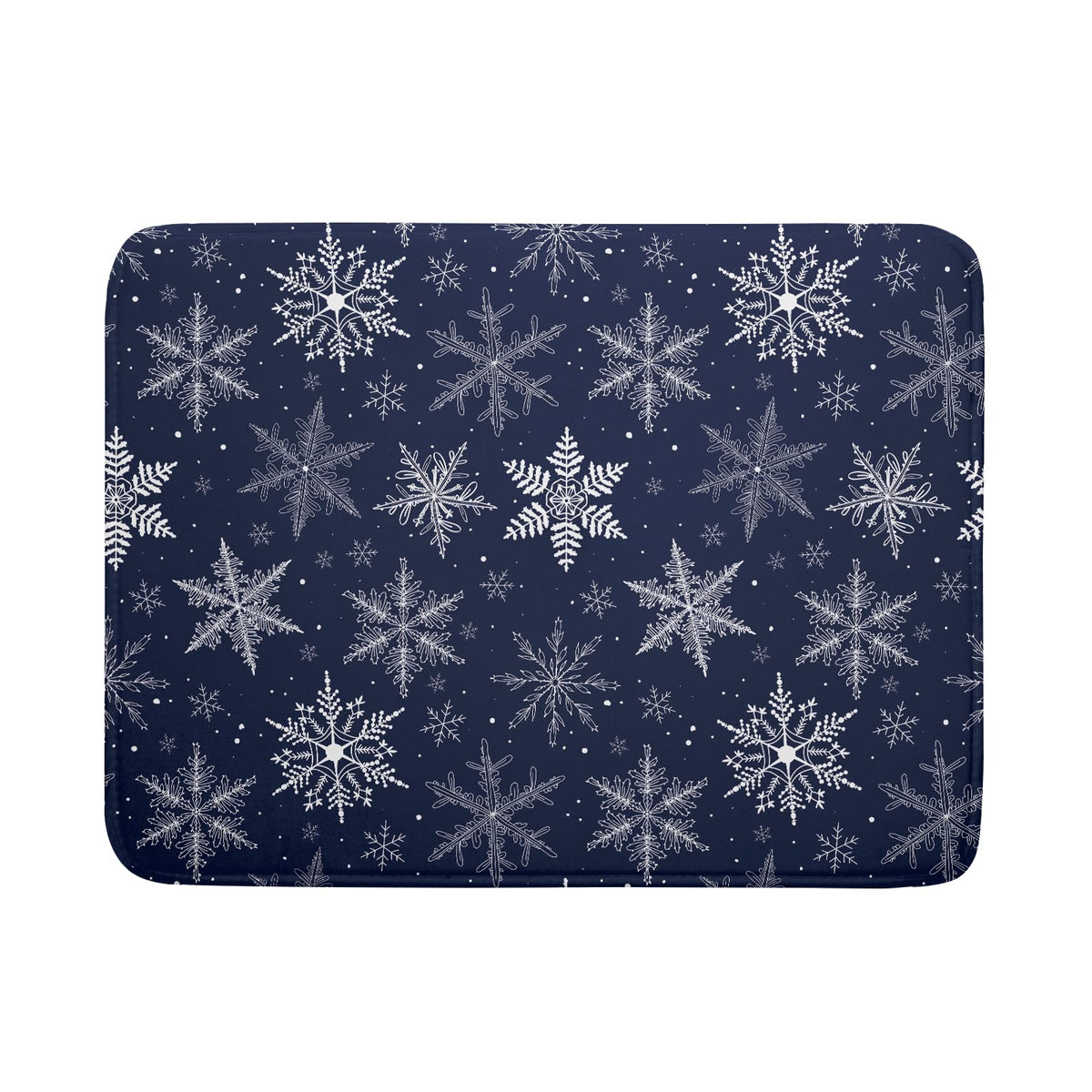 Sphragiyn Winter Blue Snowflake dish-drying mat keeps countertops dry.
