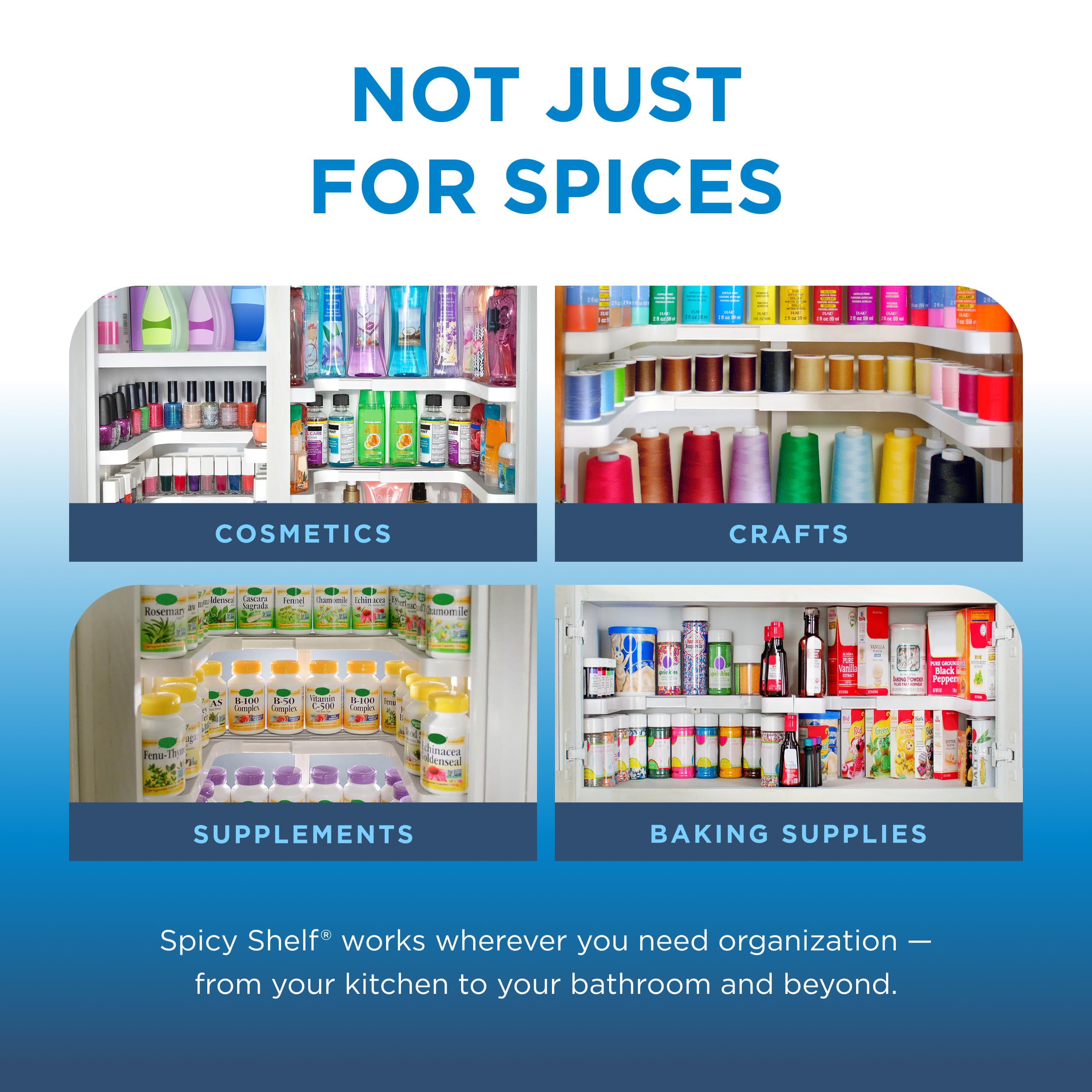 Spicy Shelf 3.0 stackable design creates a clear, organized pantry at a glance.