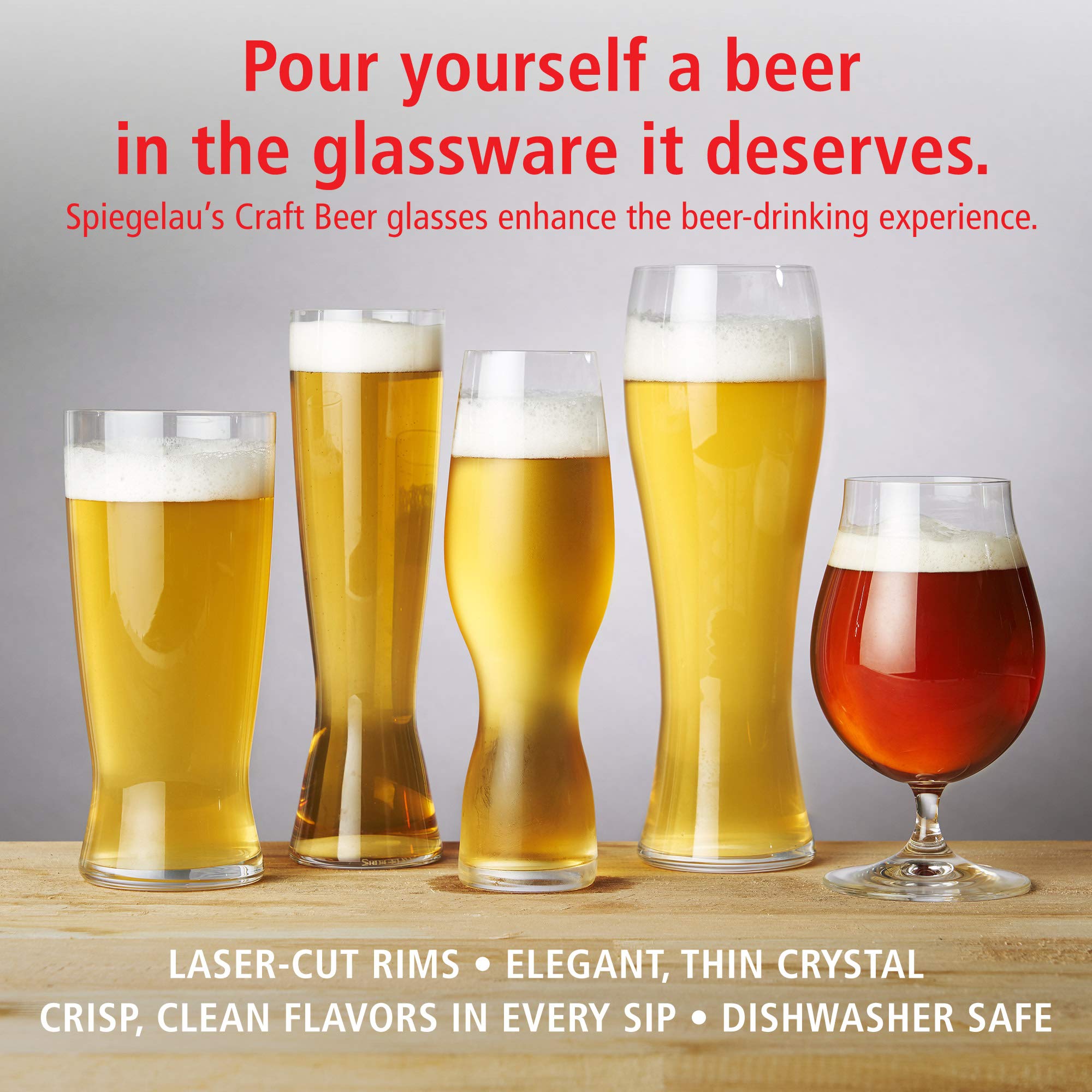 Spiegelau tall Pilsner glass heightens carbonation and aroma.