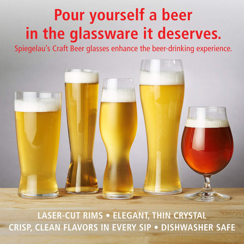 Spiegelau tall Pilsner glass heightens carbonation and aroma.