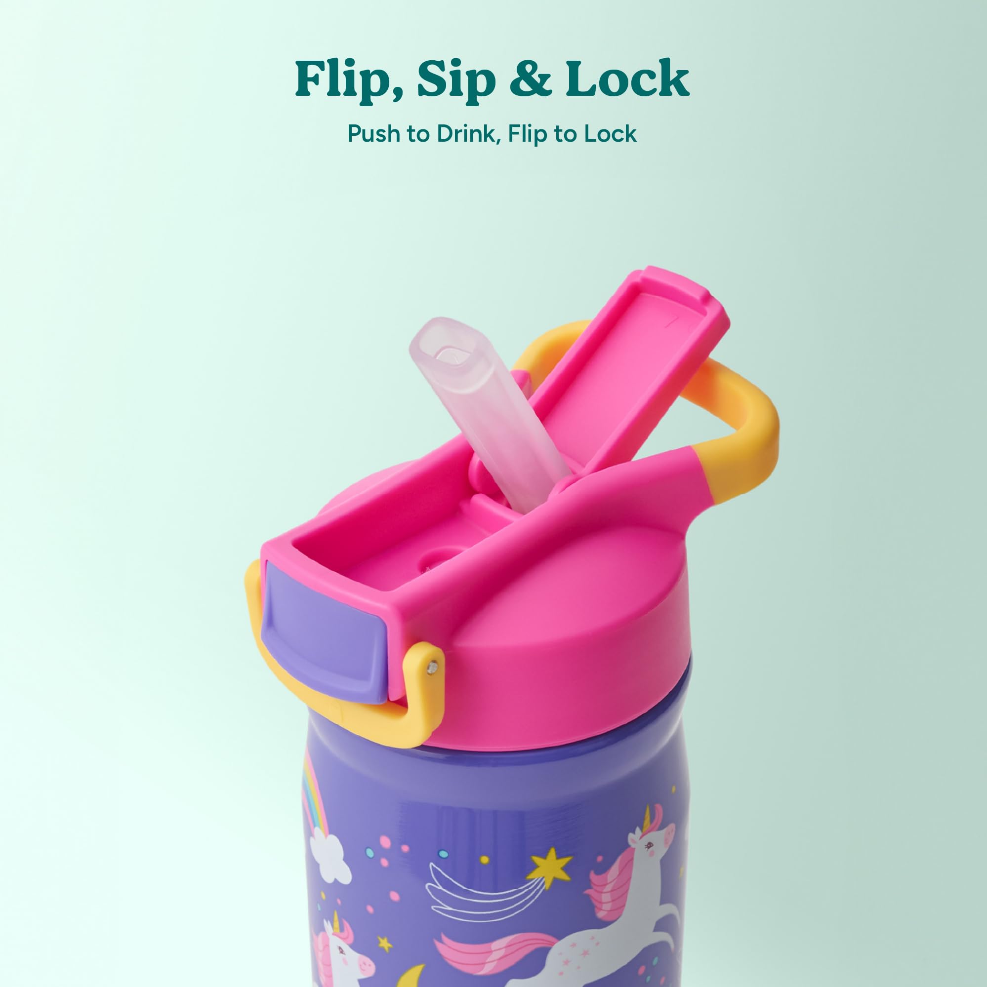 Spill-proof silicone straw and triple lock on REDUCE Hydrate Pro bottle.