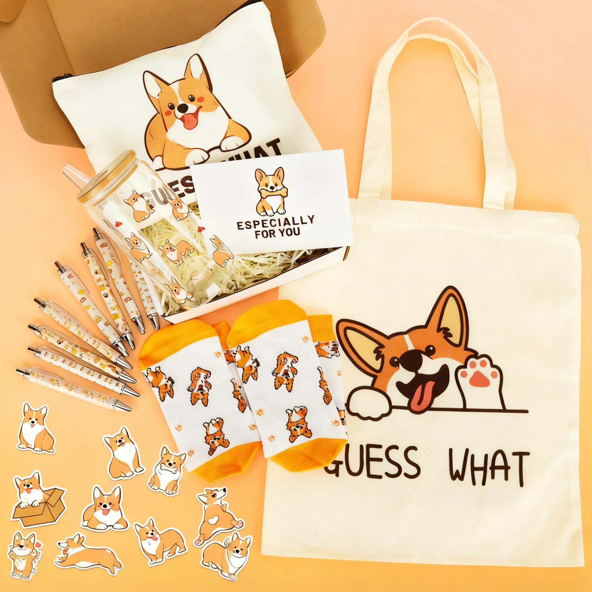 Splendest Corgi Gift Set stickers decorate laptops and journals