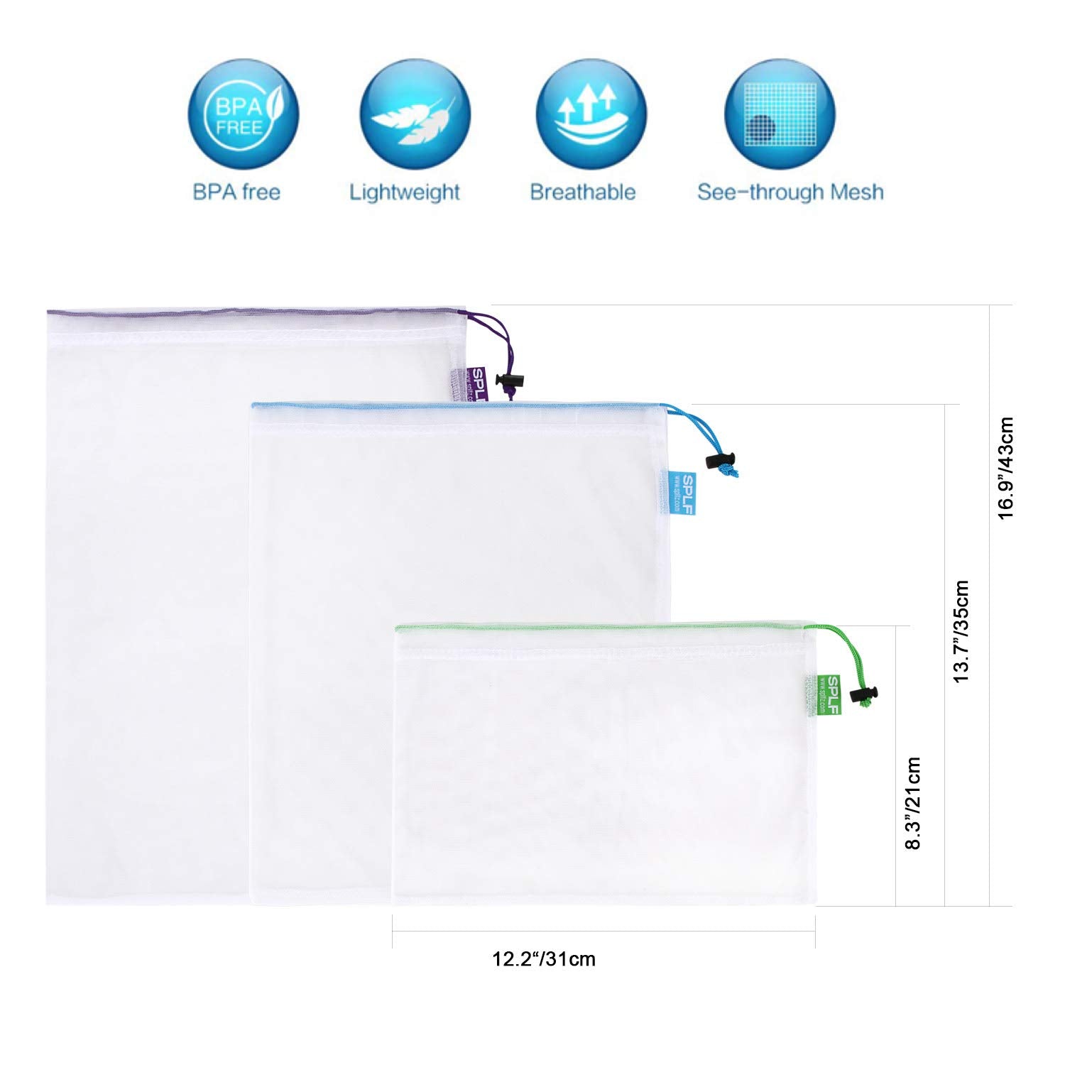 SPLF medium 12x14 mesh bag keeps greens fresh and organized.