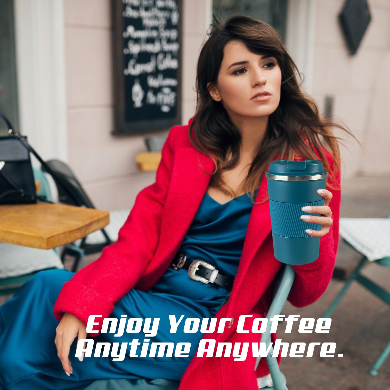 SPLMIFA blue 17oz insulated mug keeps drinks hot or cold