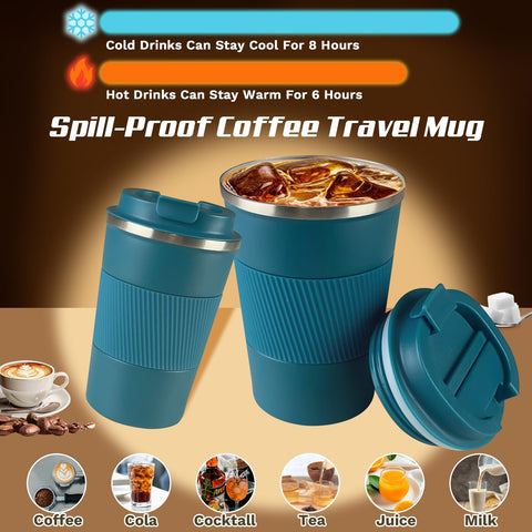 SPLMIFA blue travel mug fits most car cup holders for easy commuting