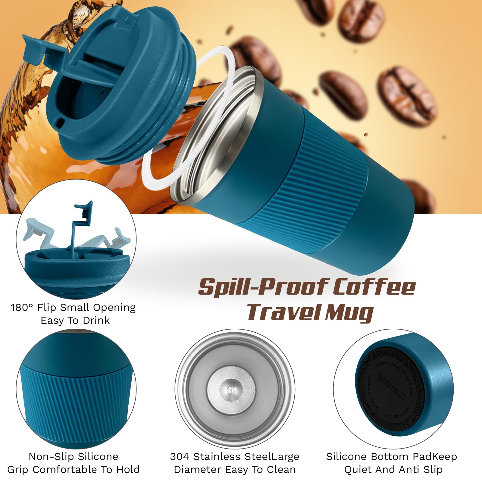 SPLMIFA blue mug with silicone sleeve offers non-slip grip