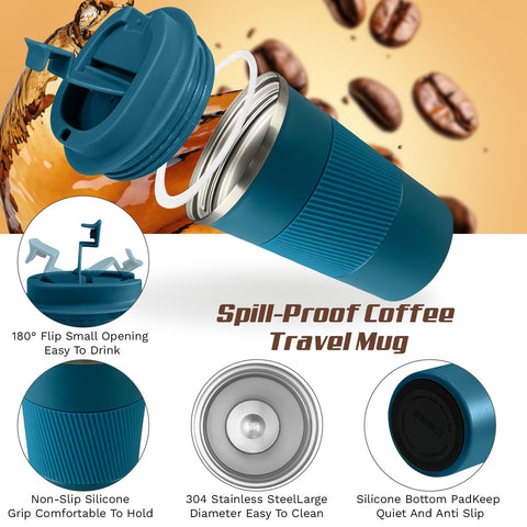 SPLMIFA blue mug with silicone sleeve offers non-slip grip