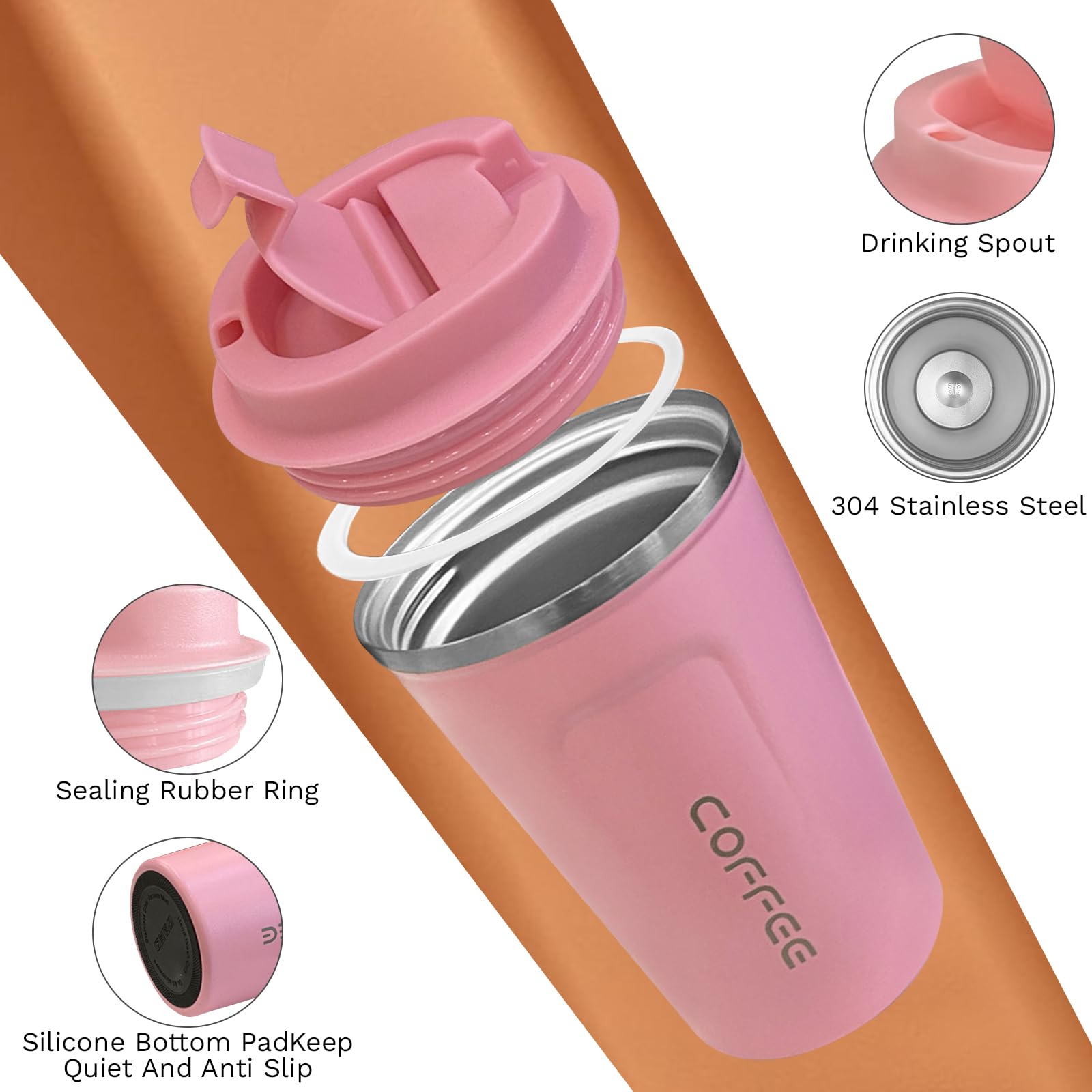 SPLMIFA pink mug features a silicone-grip surface for a secure hold.