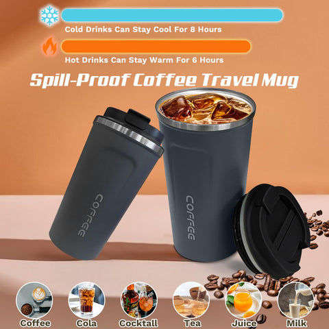 SPLMIFA 12oz insulated travel mug showing sleek stainless steel finish.