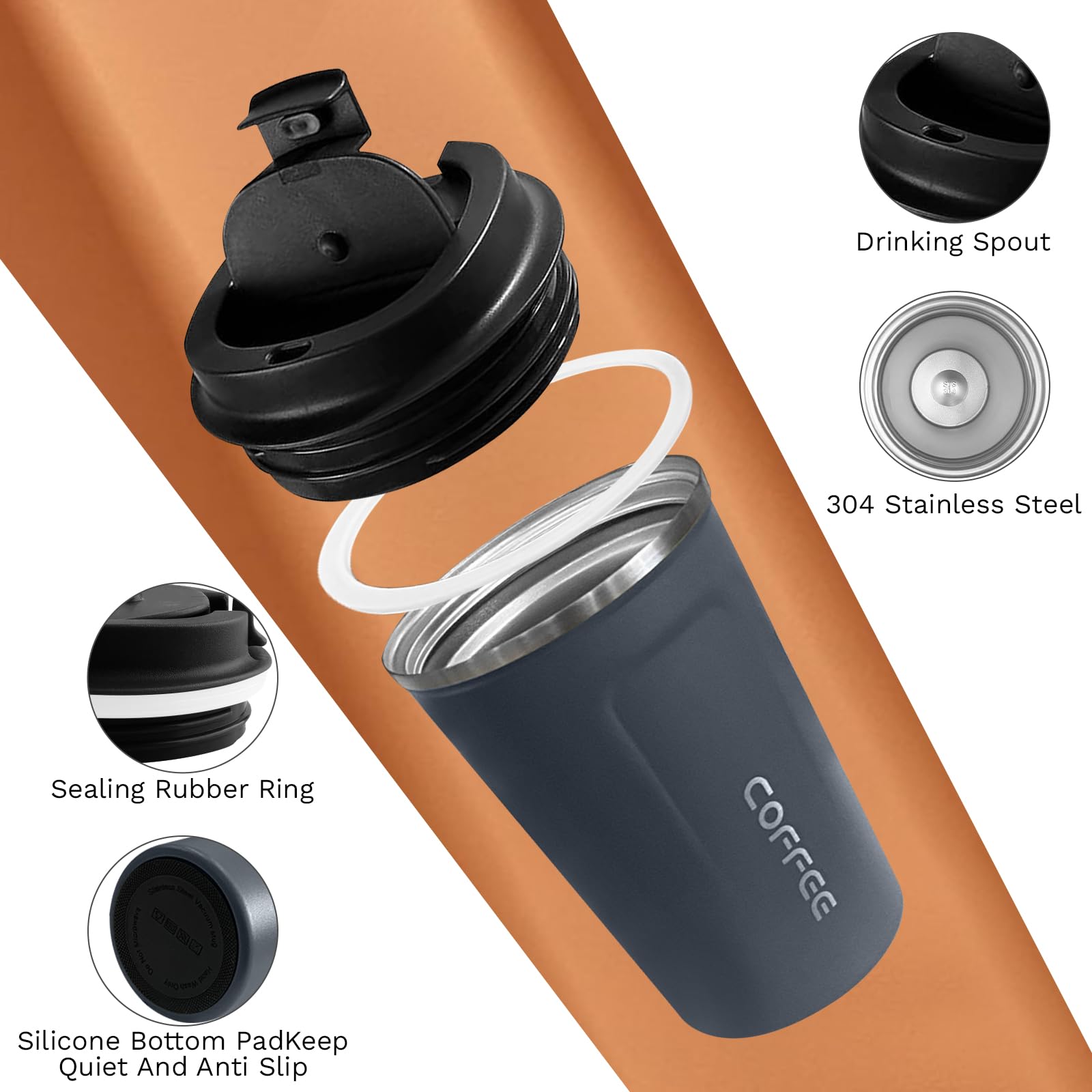 SPLMIFA 17oz insulated travel mug with wide mouth opening.