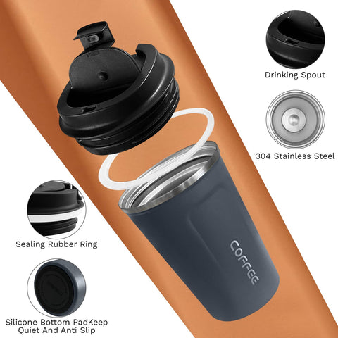 SPLMIFA 17oz insulated travel mug with wide mouth opening.