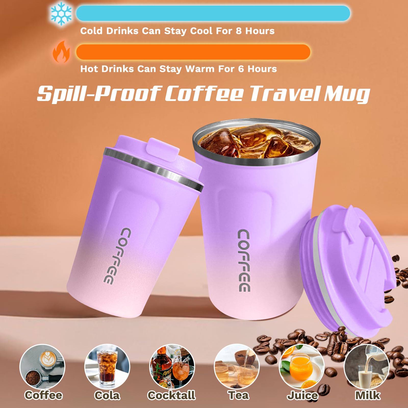 SPLMIFA stainless steel vacuum insulated mug keeps beverages hot or cold for hours