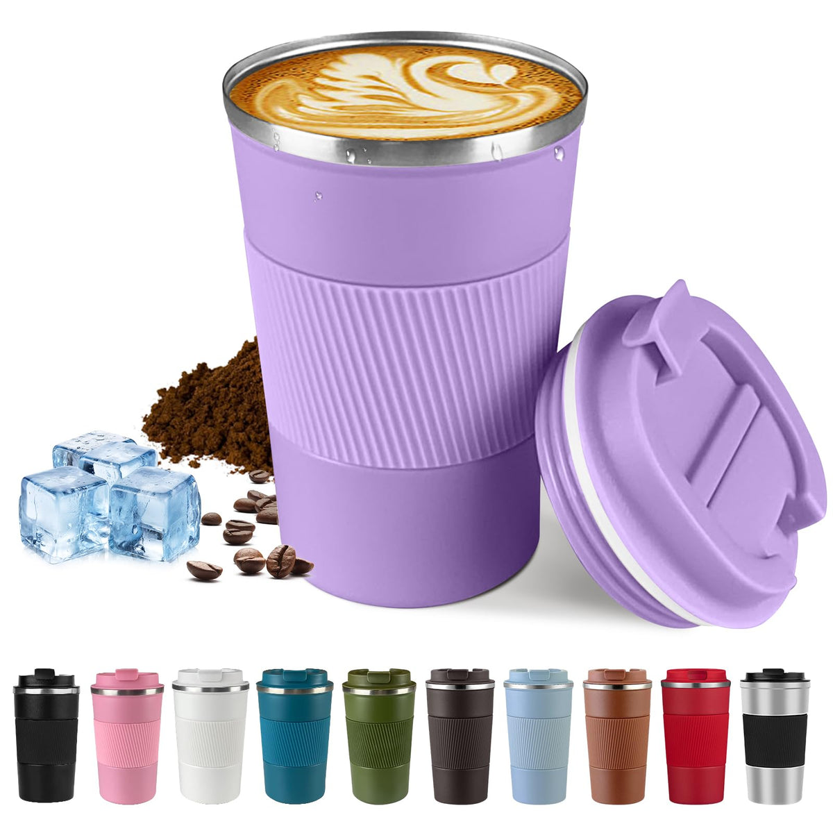 SPLMIFA 12oz travel mug side view highlighting compact design for on-the-go sipping.
