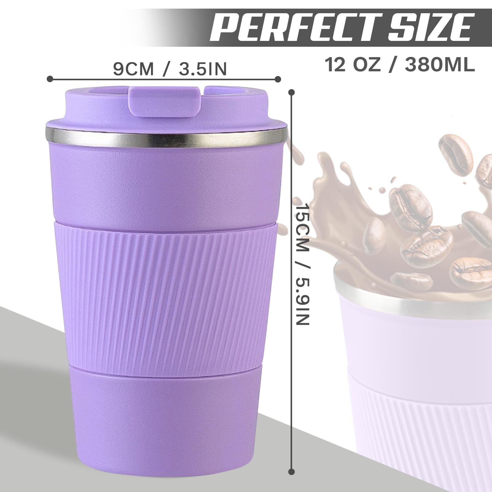 SPLMIFA 12oz travel mug wide mouth for easy cleaning and ice addition.